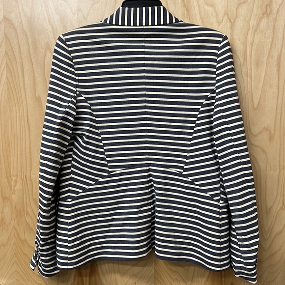 7th Avenue New York & Company BNWT Striped Blue & Cream Blazer Jacket Size 8 - Picture 2 of 7